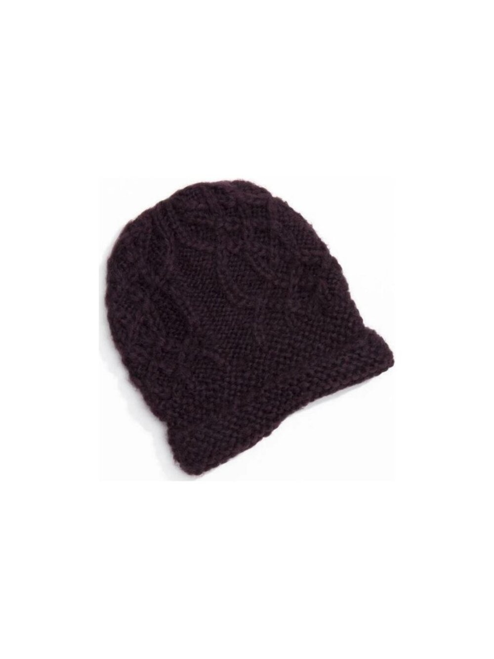 HAT ATTACK Cuff PORT Acrylic Fold cozy warm knit Ribbed Cable Beanie Purple NWT